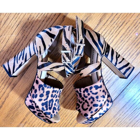Gianni Bini Jaymez Animal Print Ankle Strap Platform Heels 5.5 M Mob Wife Bold - Picture 4 of 11